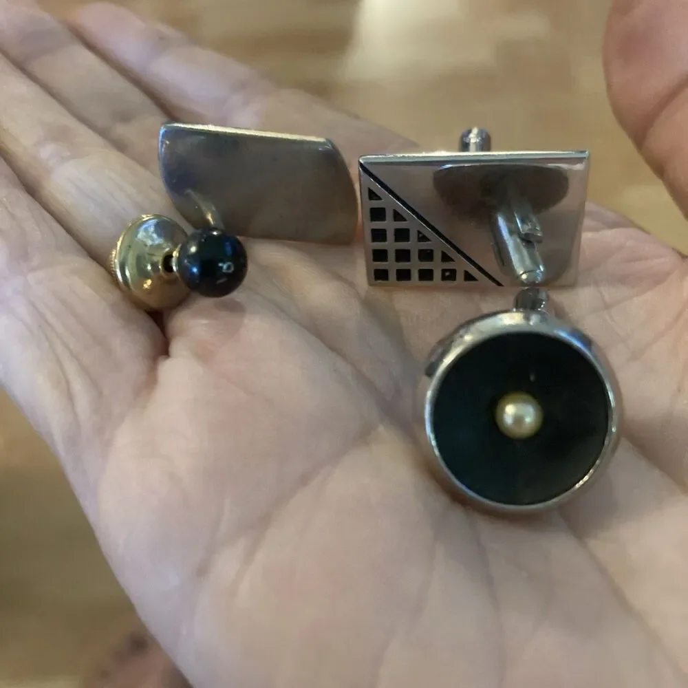Vintage Estate Cufflinks Tie Clips Bars Misc Lot Anson Swank W Buttons + Box